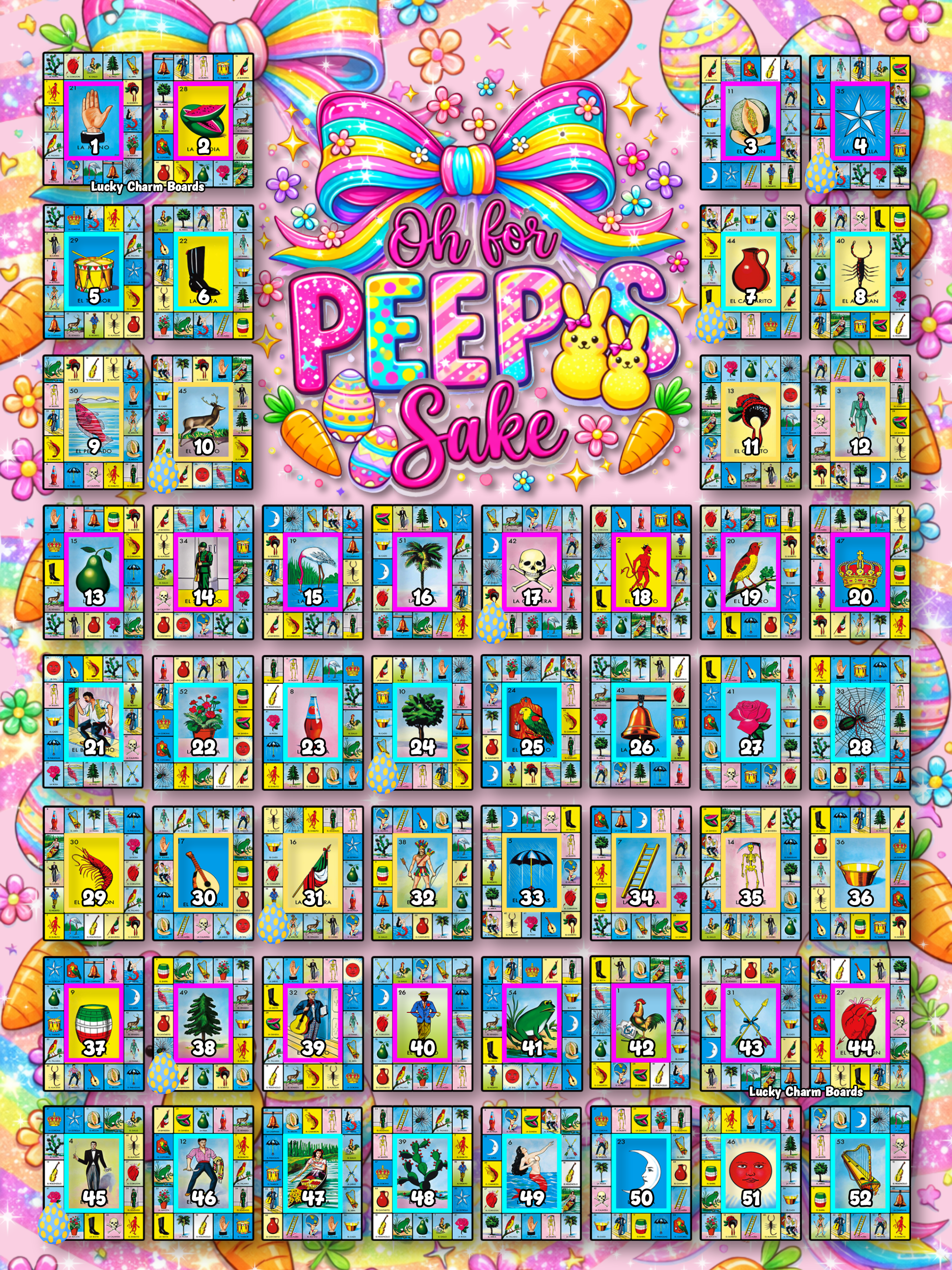 Oh For Peep's Sake Easter Loteria Board